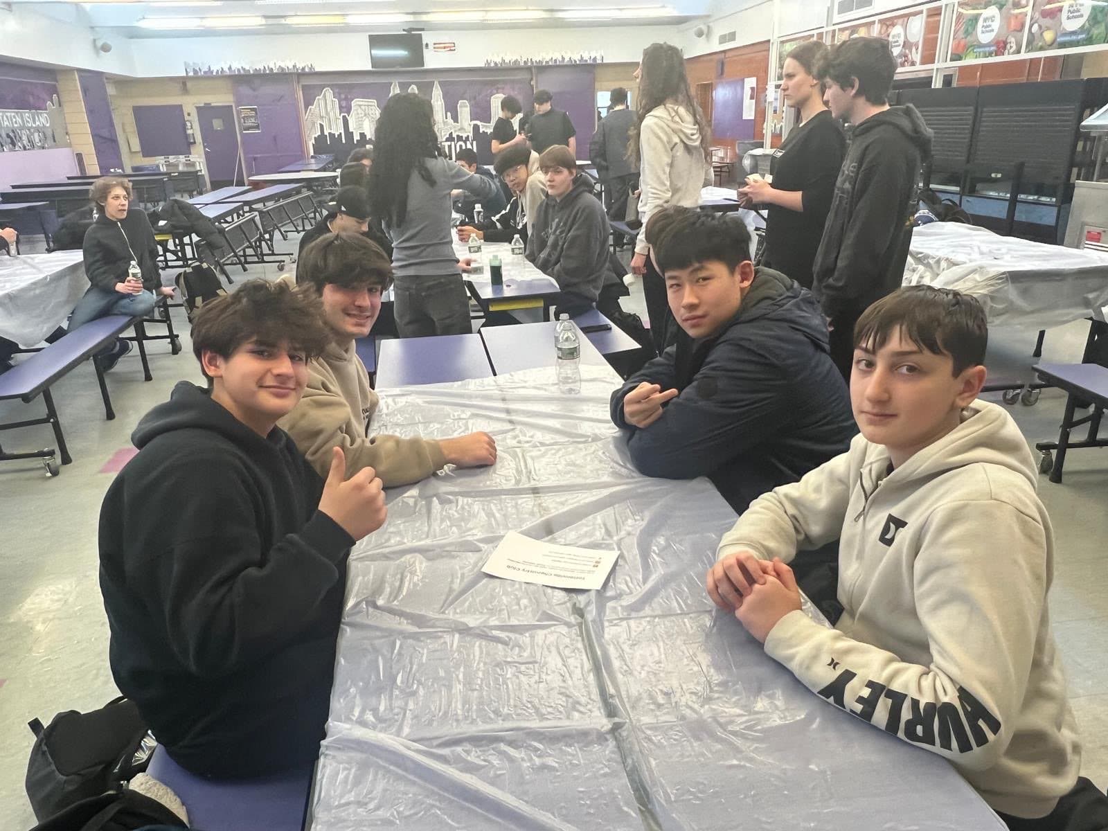 Tottenville Chemistry Club members during a group meeting