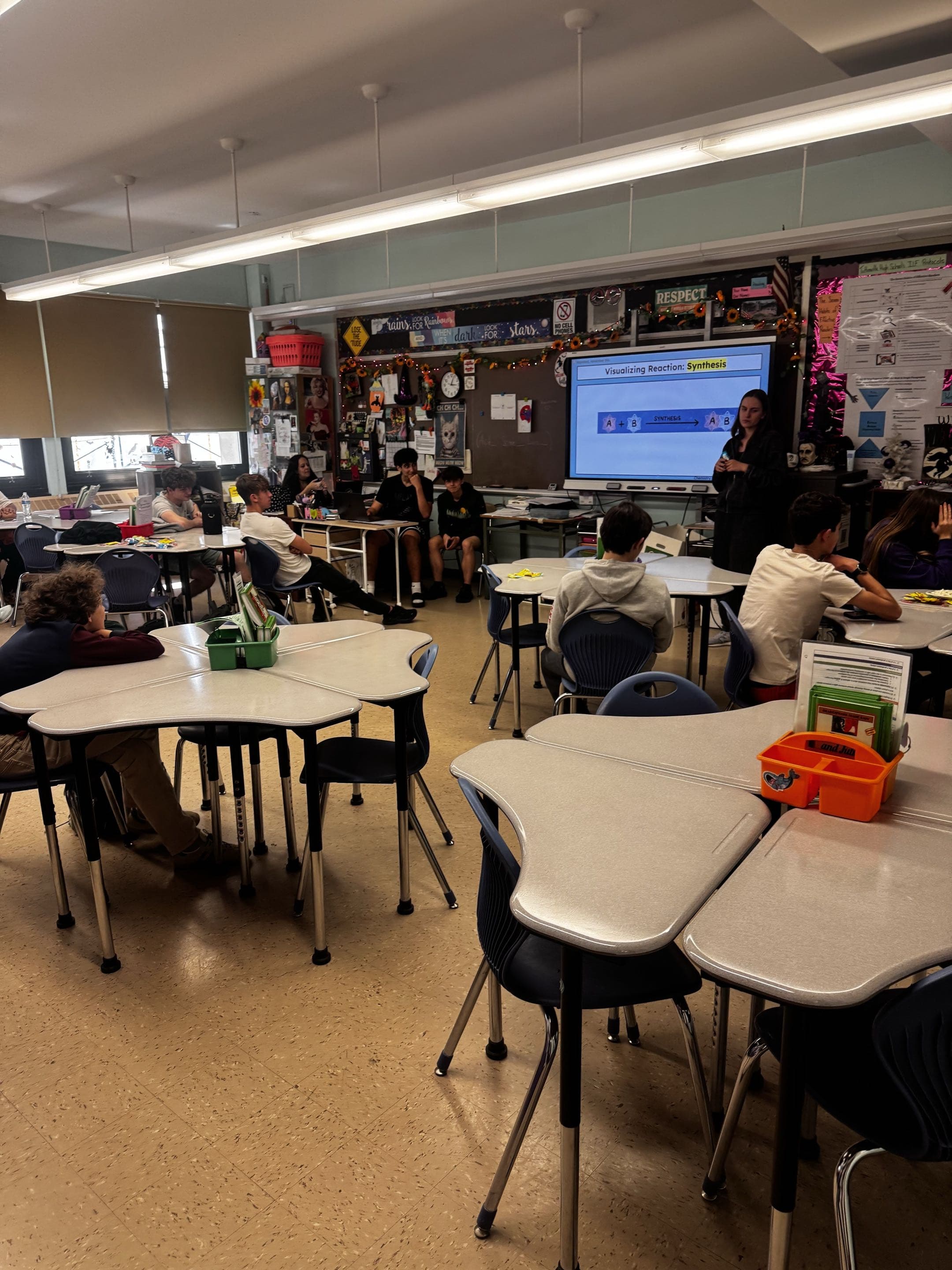 Students gathered during an earlier chemistry club meeting