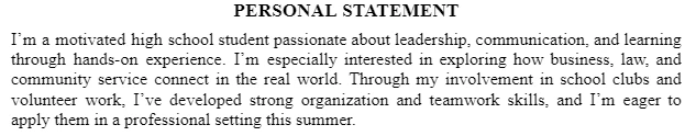 Personal Statement Example